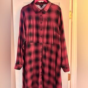Torrid Plaid Long  Sleeve Shirt Dress 1X